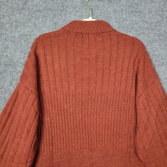 TOSCANO Dark Orange Wool Blend Mock Neck Ribbed Knitted Sweater SIZE XXL - Picture 4 of 11